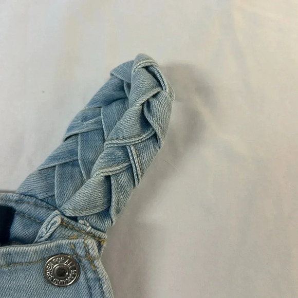 7 for all mankind - denim shortalls with braided shoulder straps. Size 12 months - Picture 3 of 5